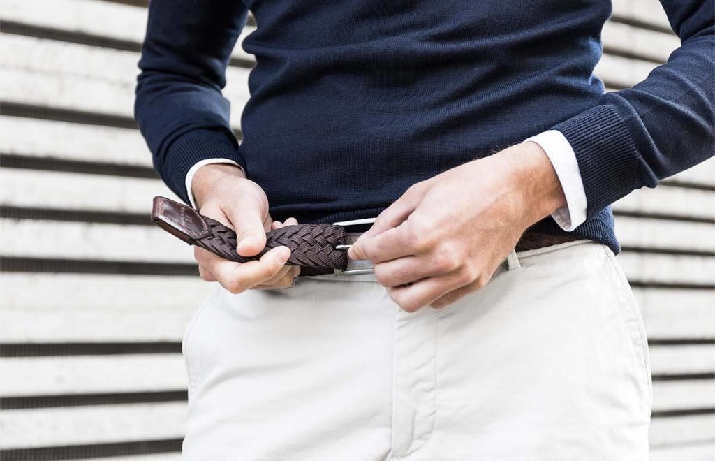 Highbuckle riem zonder gaatjes met innovatief ratelsysteem voor perfecte pasvorm en moderne stijl